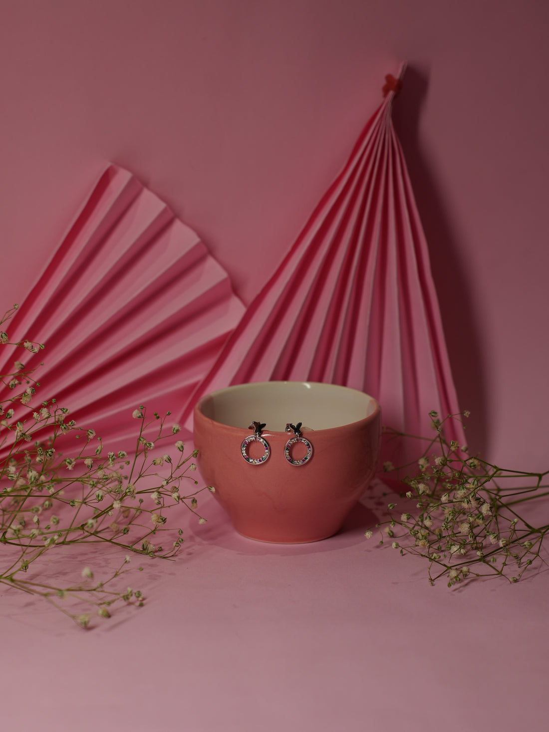 Rainbow butterfly hoops (Silver finish)